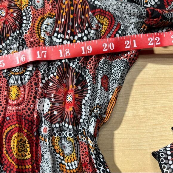 PIANO 1X Acordion Fold Blouse Multicolored Beaded Snap closed sheer - Picture 7 of 11